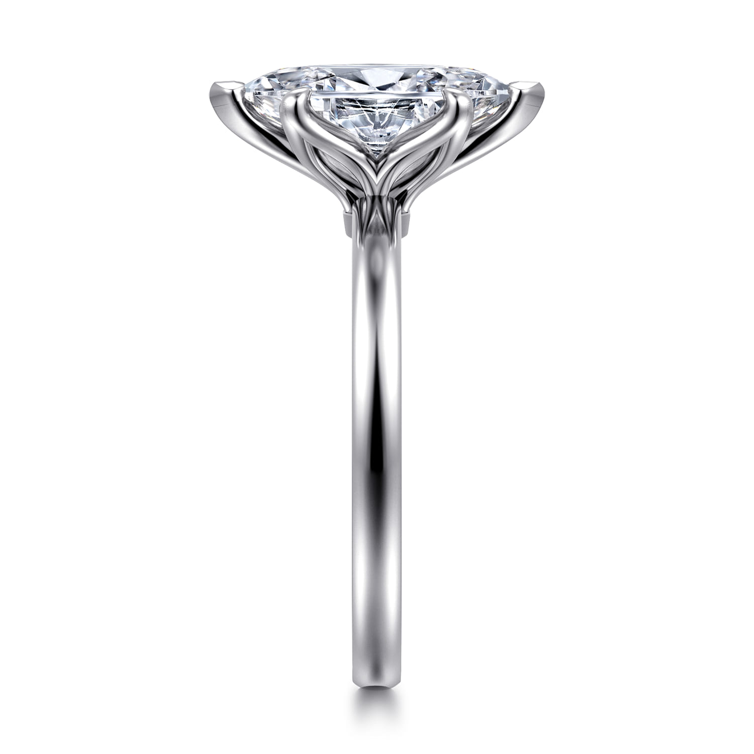 Emma - 14K White Gold Marquise Shape Solitaire Engagement Ring - Shot 4