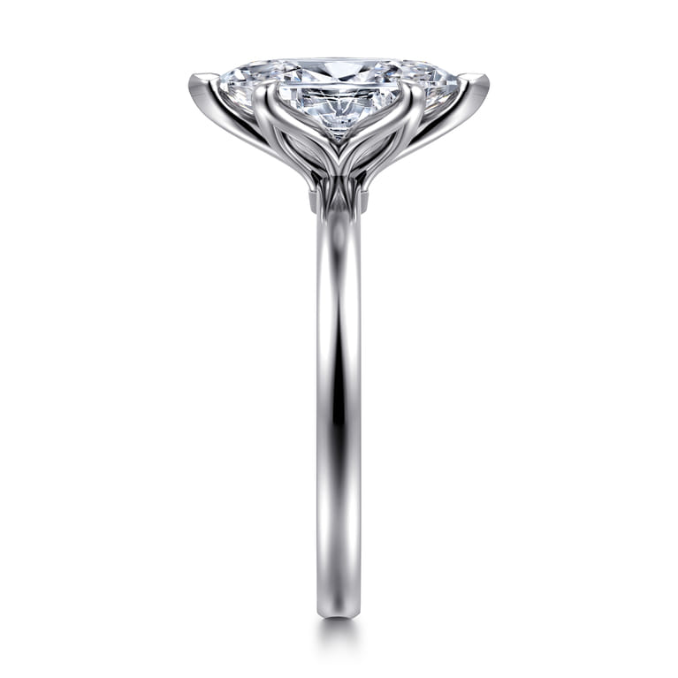 Emma - 14K White Gold Marquise Shape Solitaire Engagement Ring - Shot 4
