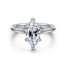 Anne - 14K White Gold Marquise Shape Solitaire Diamond Engagement Ring
