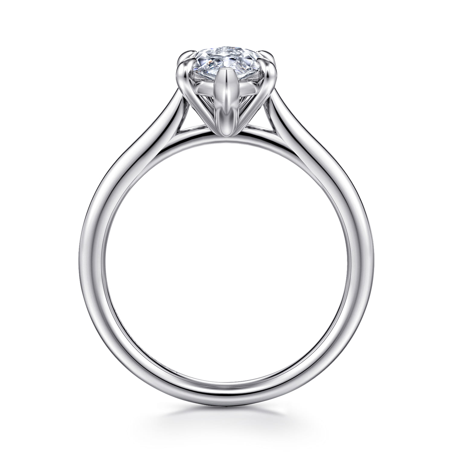 Anne - 14K White Gold Marquise Shape Solitaire Diamond Engagement Ring - Shot 2