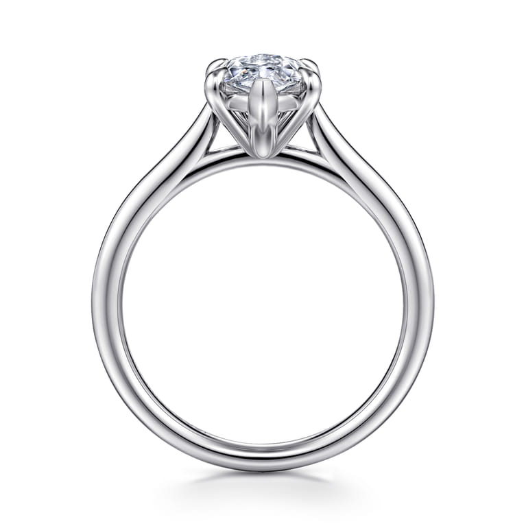 Anne - 14K White Gold Marquise Shape Solitaire Diamond Engagement Ring - Shot 2