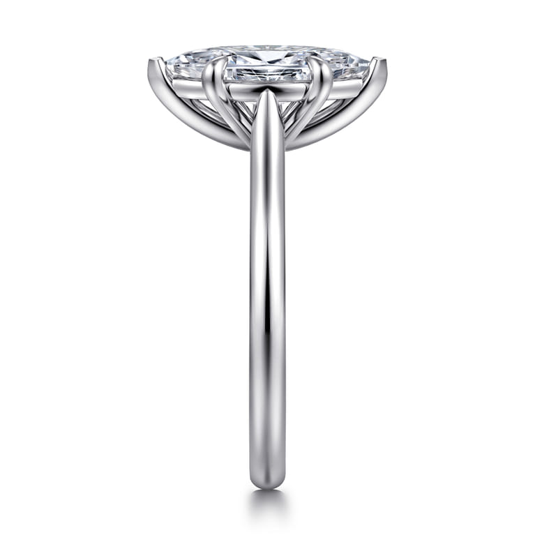Anne - 14K White Gold Marquise Shape Solitaire Diamond Engagement Ring - Shot 4
