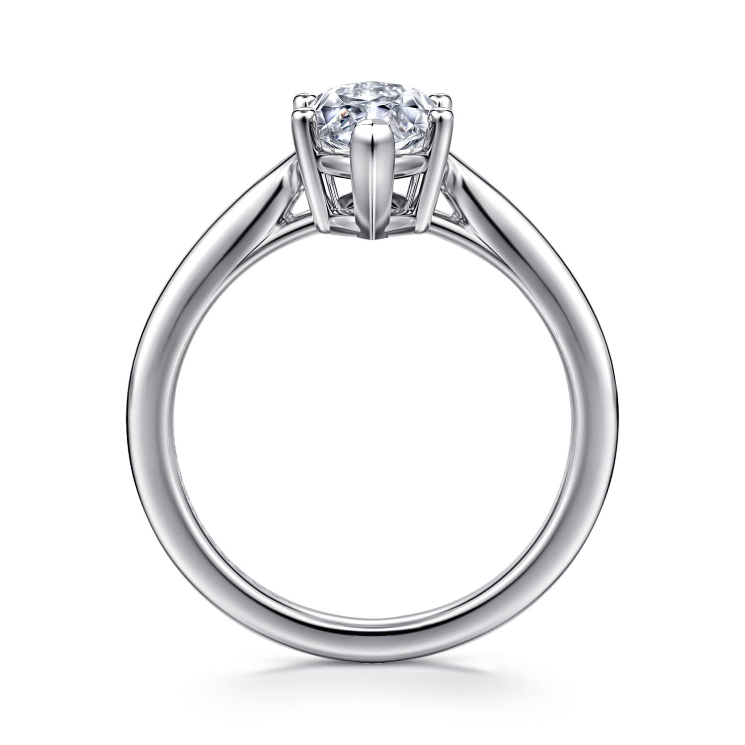 Anushka - 14K White Gold Marquise Shape Solitaire Diamond Engagement Ring - Shot 2