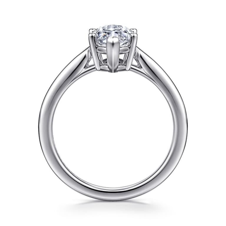 Anushka - 14K White Gold Marquise Shape Solitaire Diamond Engagement Ring - Shot 2