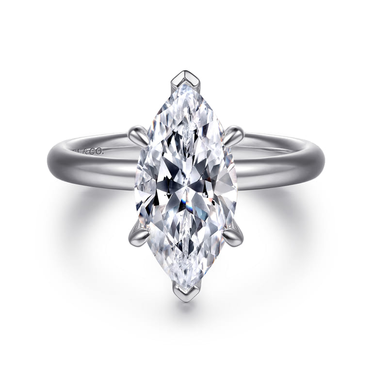 Unite - 14K White Gold Marquise Shape Solitaire Diamond Engagement Ring - Shot 1