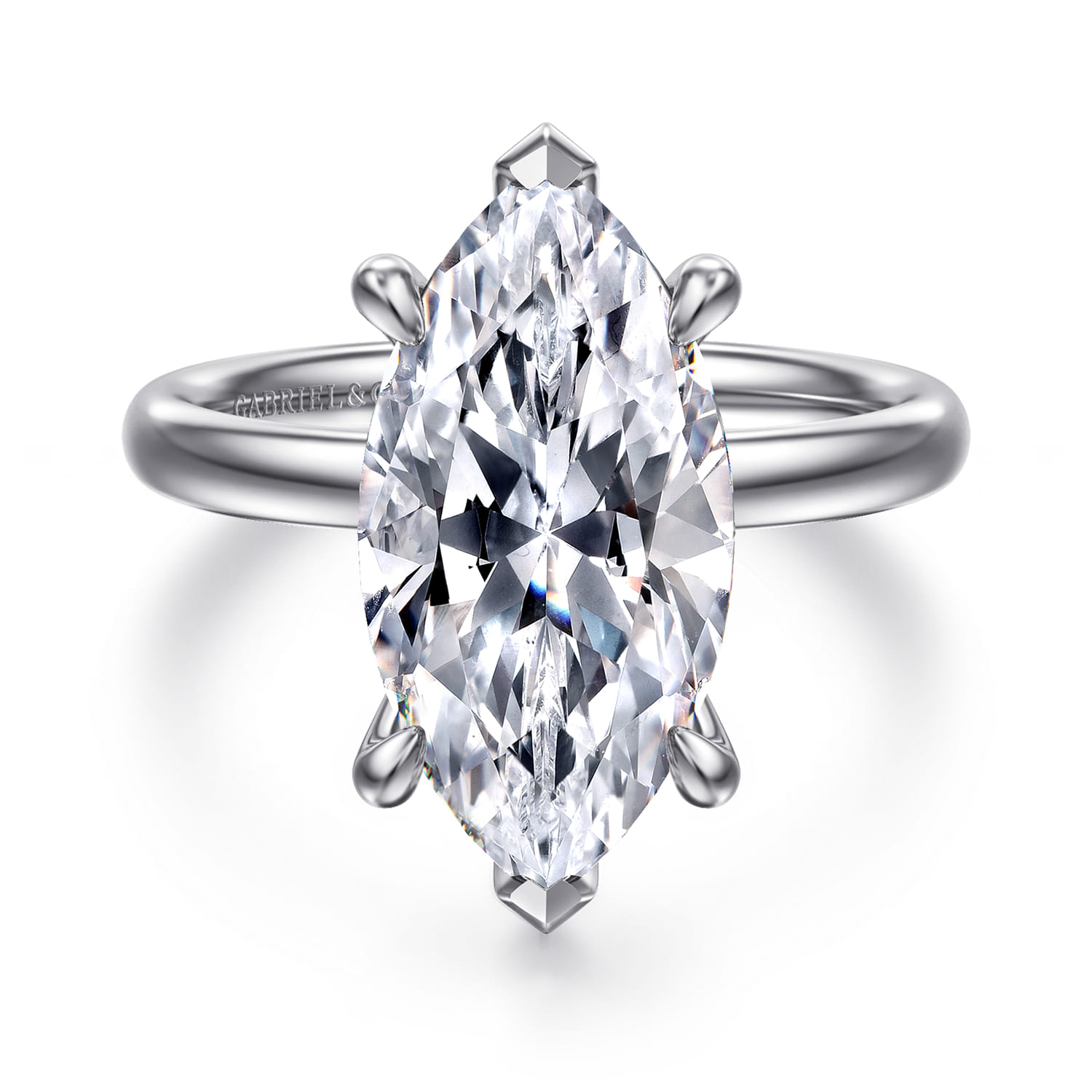 Unite - 14K White Gold Marquise Shape Solitaire Diamond Engagement Ring - Shot 1