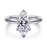 Unite - 14K White Gold Marquise Shape Solitaire Diamond Engagement Ring