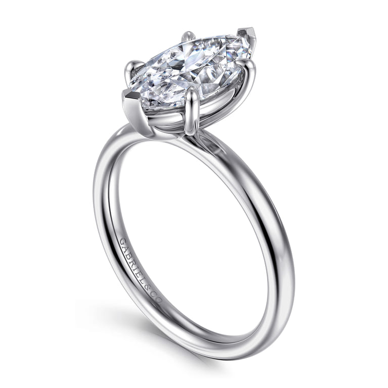 Unite - 14K White Gold Marquise Shape Solitaire Diamond Engagement Ring - Shot 3