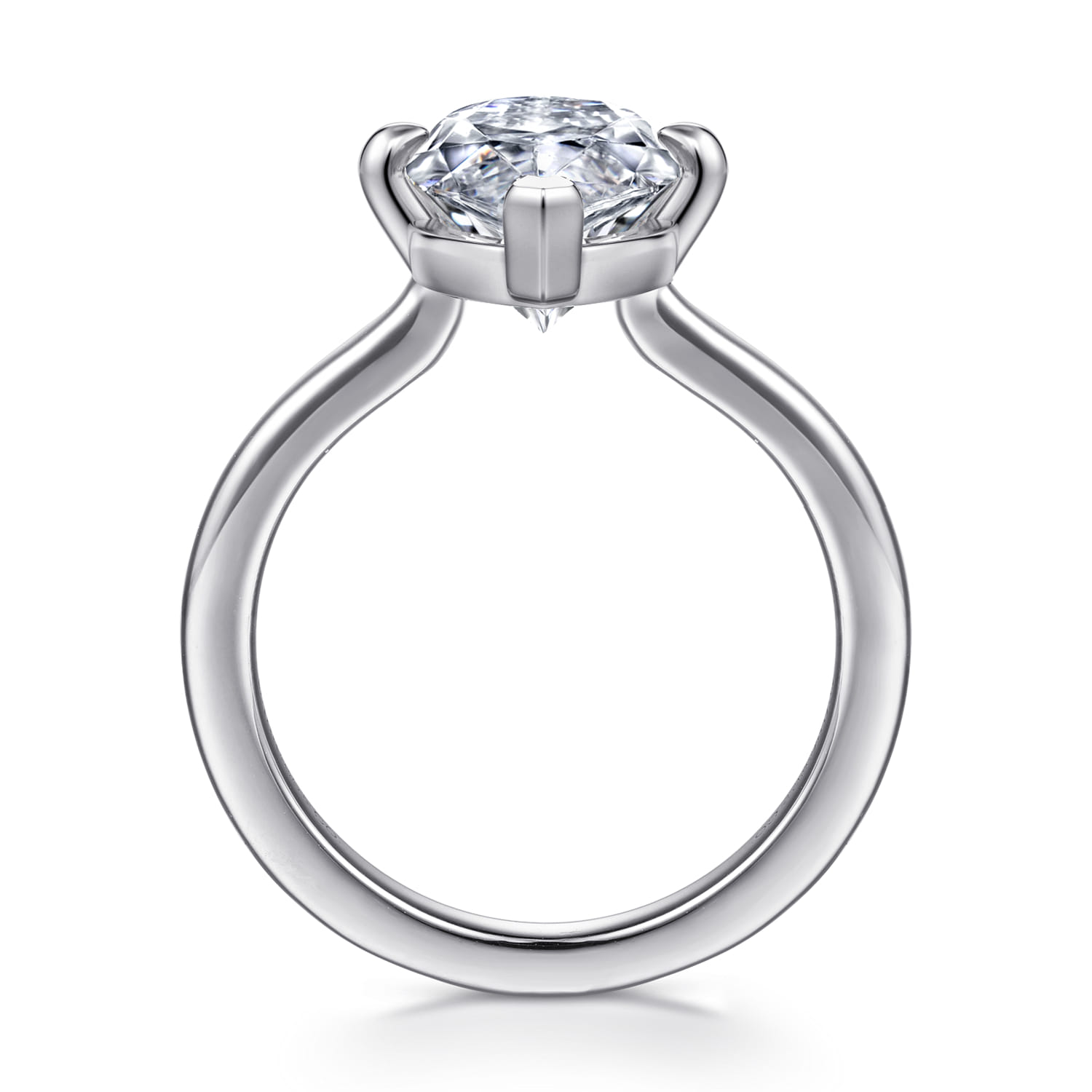 Lou - 14K White Gold Marquise Shape Solitaire Diamond Engagement Ring - Shot 2
