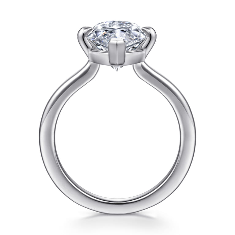 Lou - 14K White Gold Marquise Shape Solitaire Diamond Engagement Ring - Shot 2