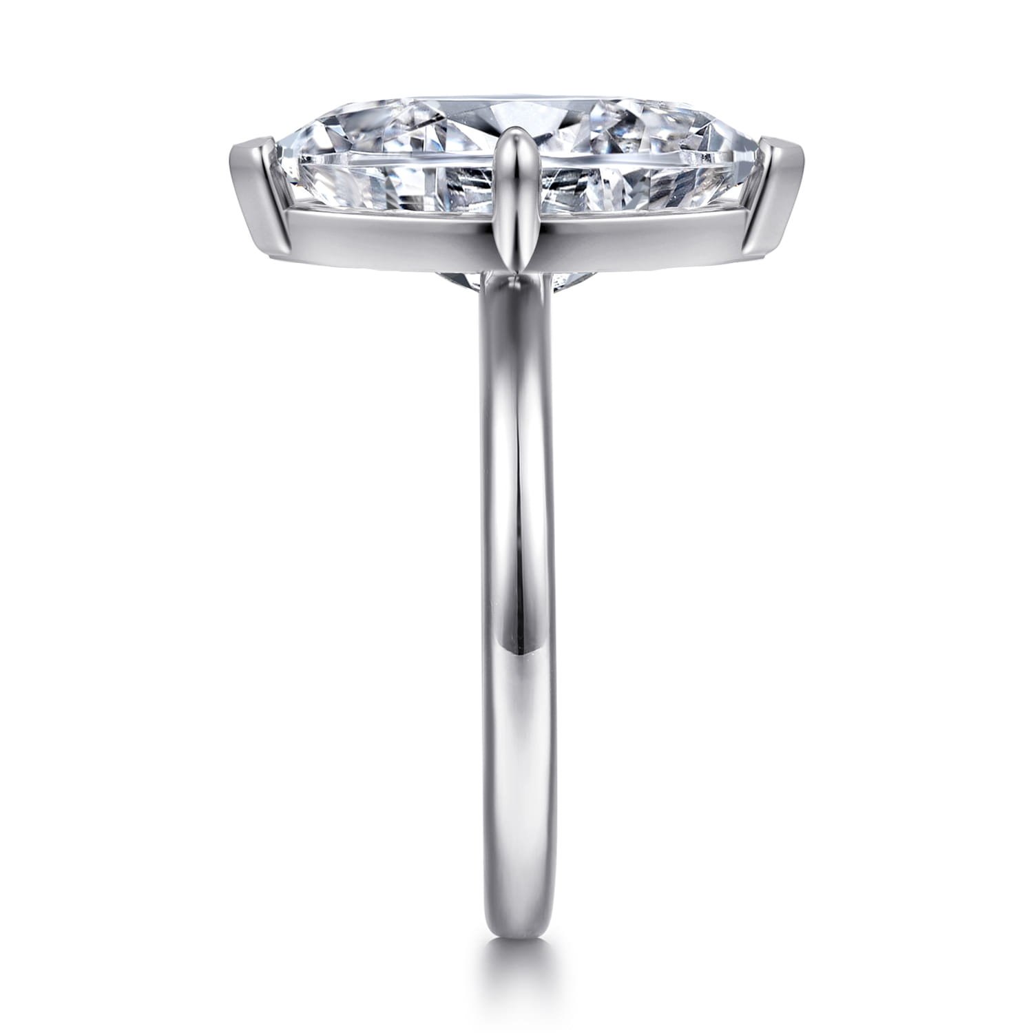 Lou - 14K White Gold Marquise Shape Solitaire Diamond Engagement Ring - Shot 4