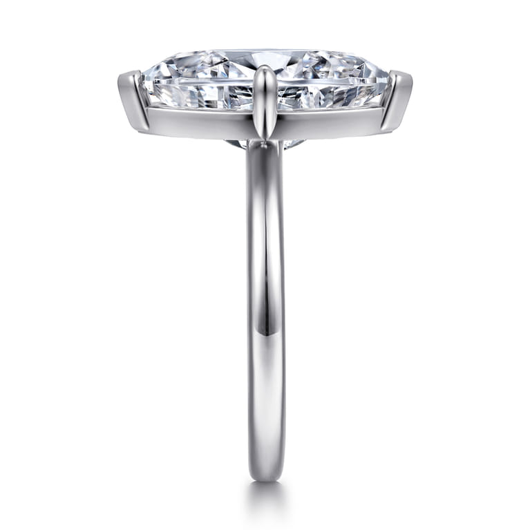 Lou - 14K White Gold Marquise Shape Solitaire Diamond Engagement Ring - Shot 4