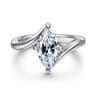 Rosette - 14K White Gold Compass Prong Bypass Marquise Shape Diamond Engagement Ring