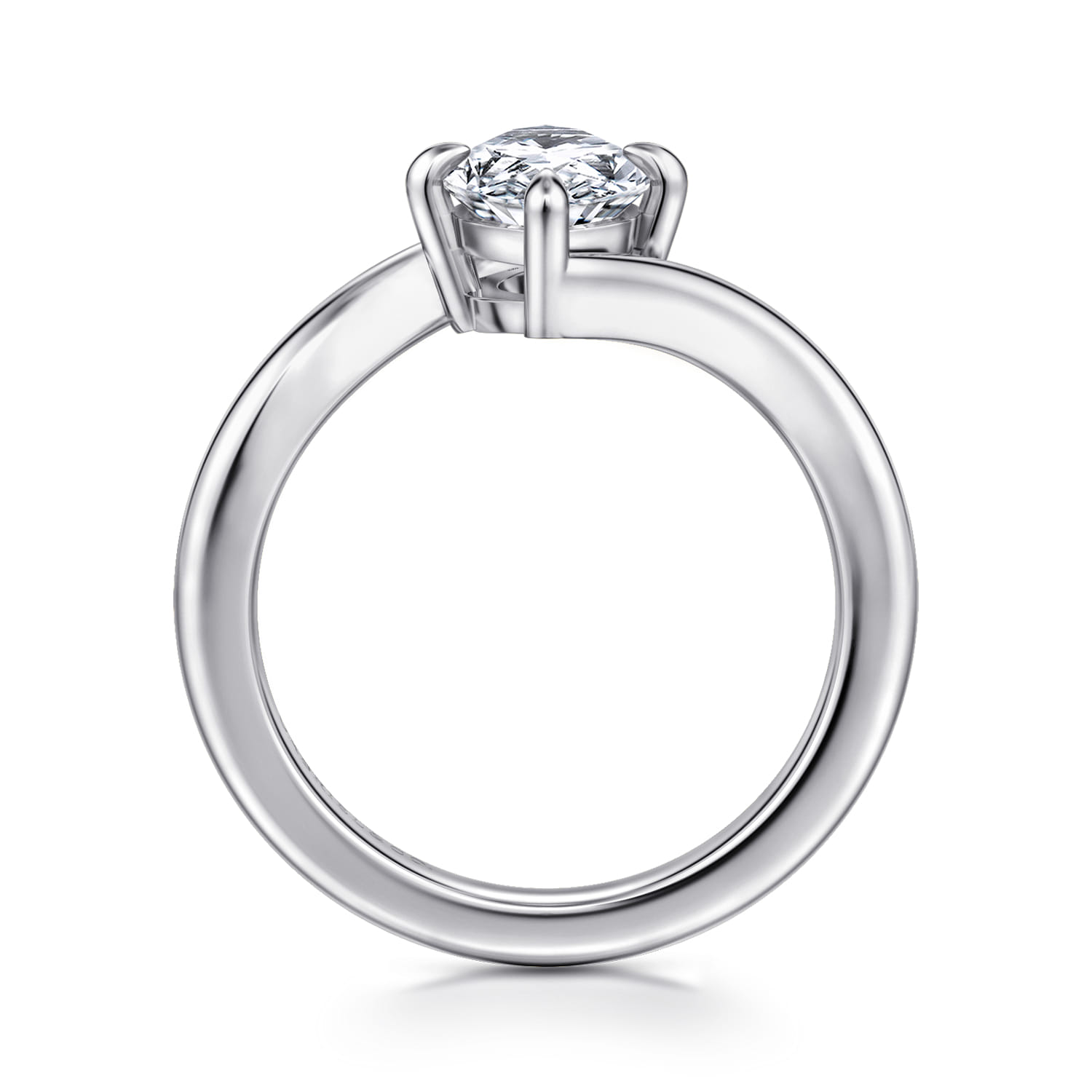 Rosette - 14K White Gold Compass Prong Bypass Marquise Shape Diamond Engagement Ring - Shot 2