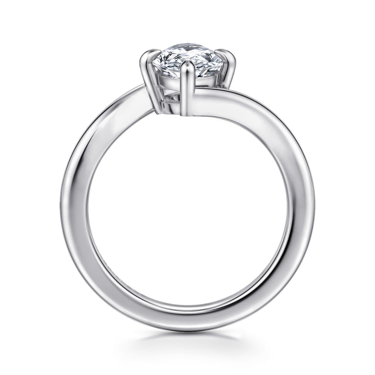 Rosette - 14K White Gold Compass Prong Bypass Marquise Shape Diamond Engagement Ring - Shot 2