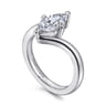 Rosette - 14K White Gold Compass Prong Bypass Marquise Shape Diamond Engagement Ring