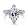 Amidala - Vintage Inspired 14K White Gold Marquise Shape Solitaire Diamond Engagement Ring