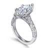 Amidala - Vintage Inspired 14K White Gold Marquise Shape Solitaire Diamond Engagement Ring