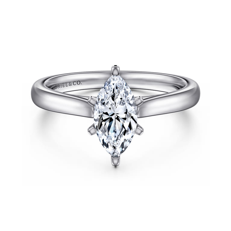 Michelle - 14K White Gold Marquise Shape Diamond Engagement Ring - Shot 1