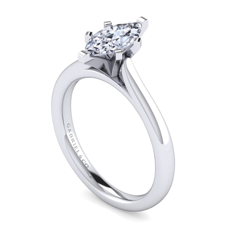 Michelle - 14K White Gold Marquise Shape Diamond Engagement Ring - Shot 3