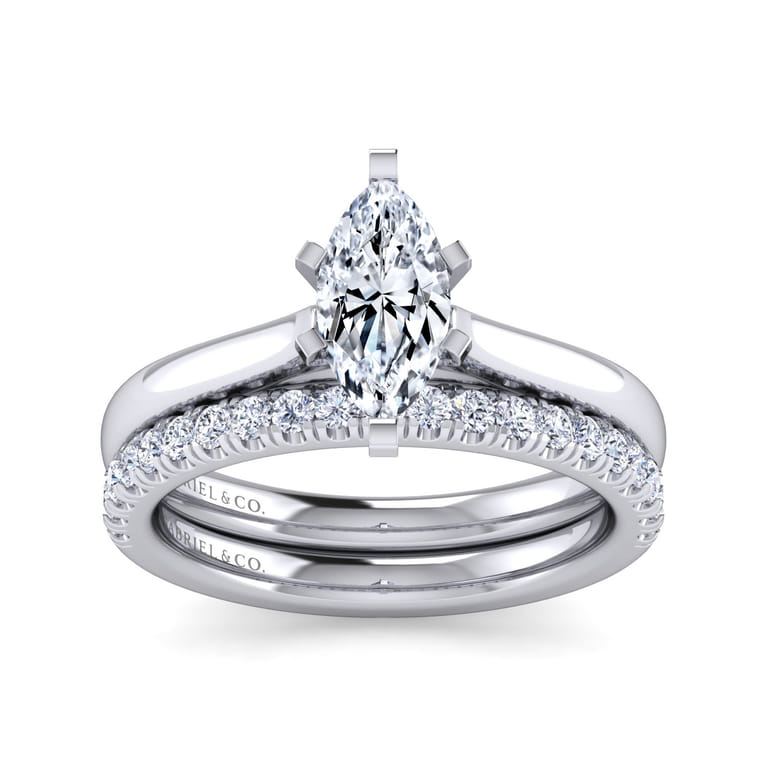 Michelle - 14K White Gold Marquise Shape Diamond Engagement Ring - Shot 4