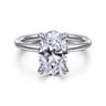 Elia - 14K White Gold Solitaire Oval Diamond Engagement Ring - 0.08 ct