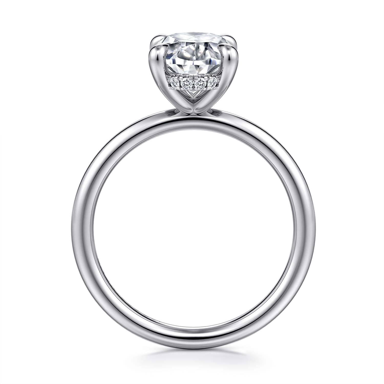 Elia - 14K White Gold Solitaire Oval Diamond Engagement Ring - 0.08 ct - Shot 2