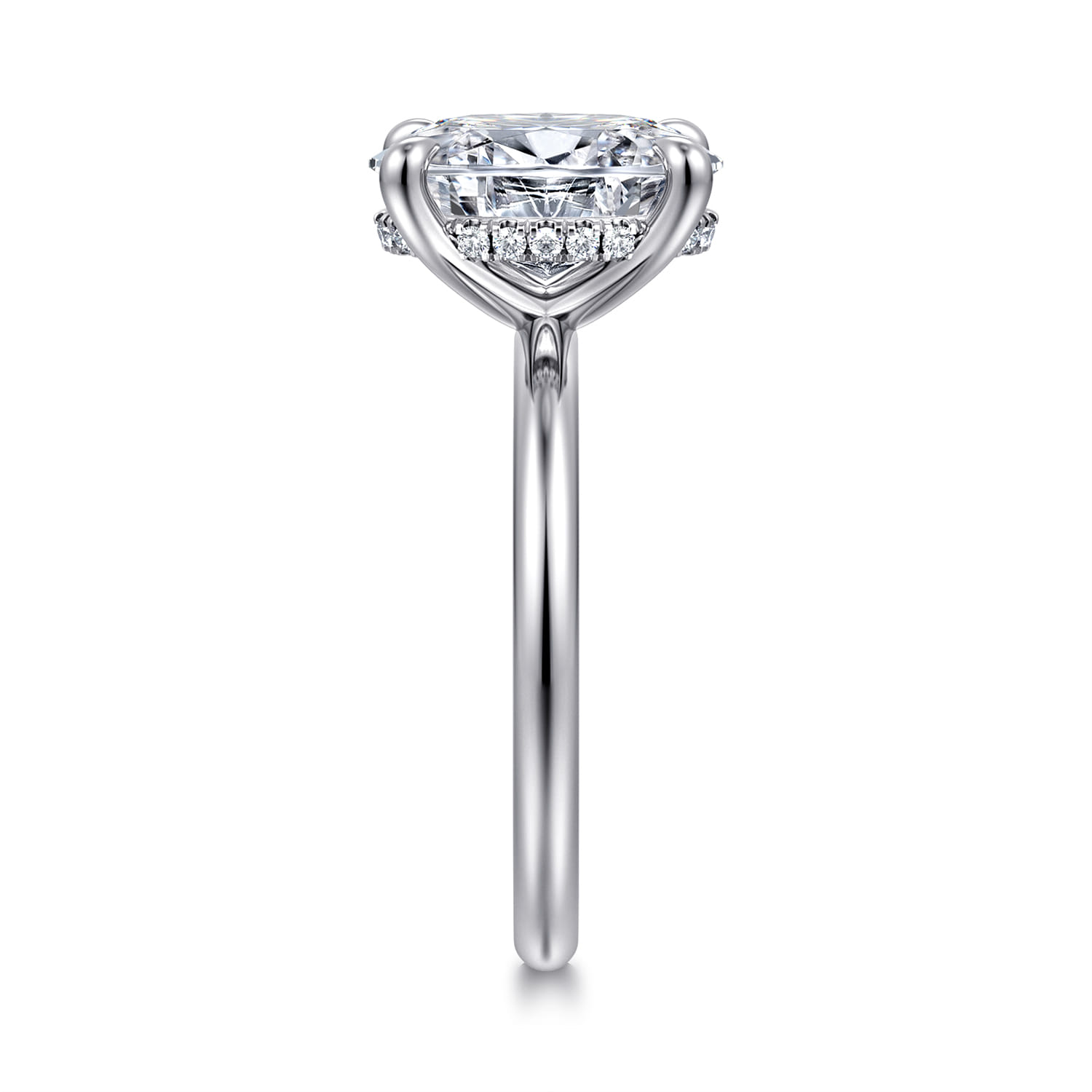 Elia - 14K White Gold Solitaire Oval Diamond Engagement Ring - 0.08 ct - Shot 4