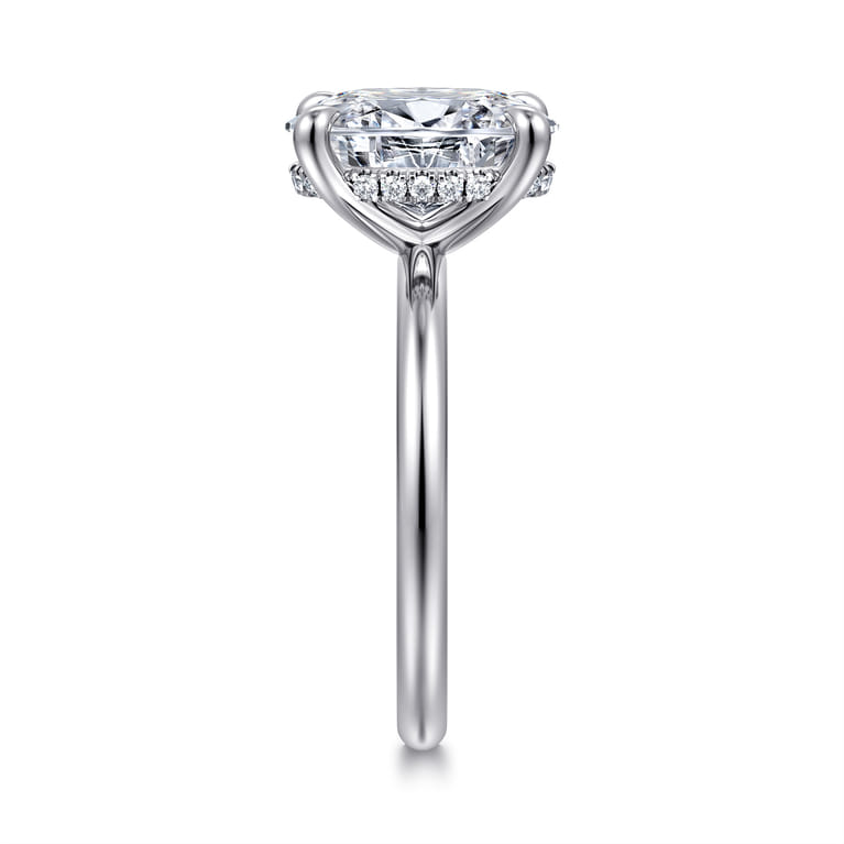 Elia - 14K White Gold Solitaire Oval Diamond Engagement Ring - 0.08 ct - Shot 4