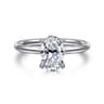 Elia - 14K White Gold Solitaire Oval Diamond Engagement Ring - 0.06 ct