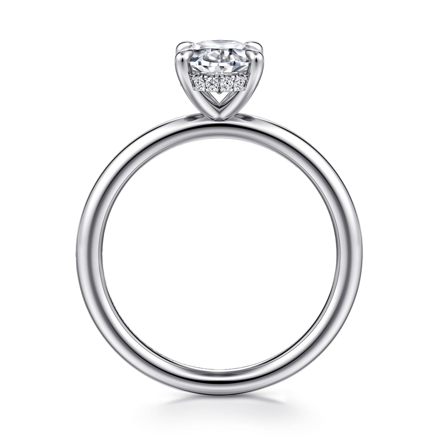 Elia - 14K White Gold Solitaire Oval Diamond Engagement Ring - 0.06 ct - Shot 2