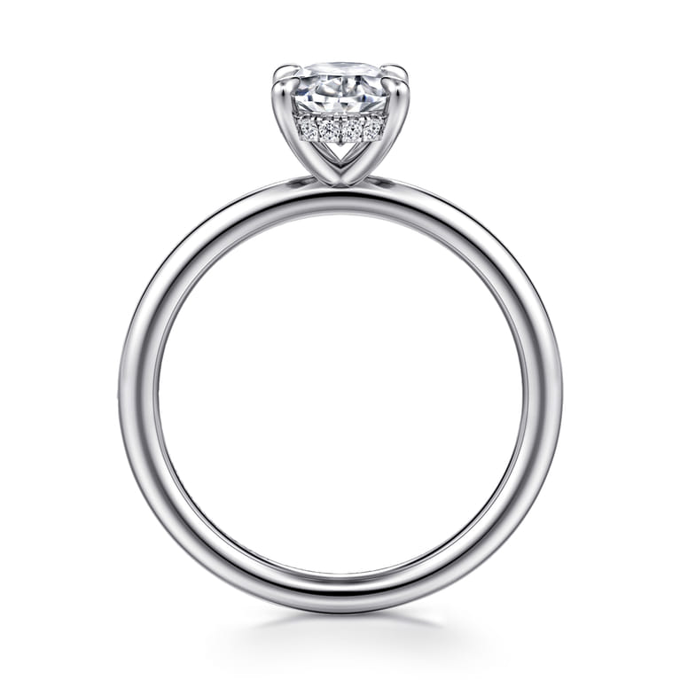 Elia - 14K White Gold Solitaire Oval Diamond Engagement Ring - 0.06 ct - Shot 2