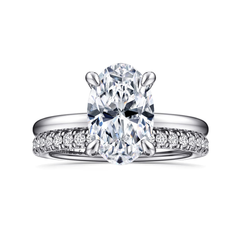 Cari - 14K White Gold Oval Diamond Engagement Ring - 0.08 ct - Shot 4