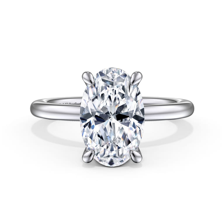 Cari - 14K White Gold Oval Diamond Engagement Ring - 0.09 ct - Shot 1