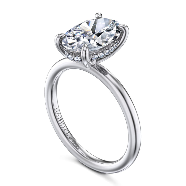 Cari - 14K White Gold Oval Diamond Engagement Ring - 0.09 ct - Shot 3