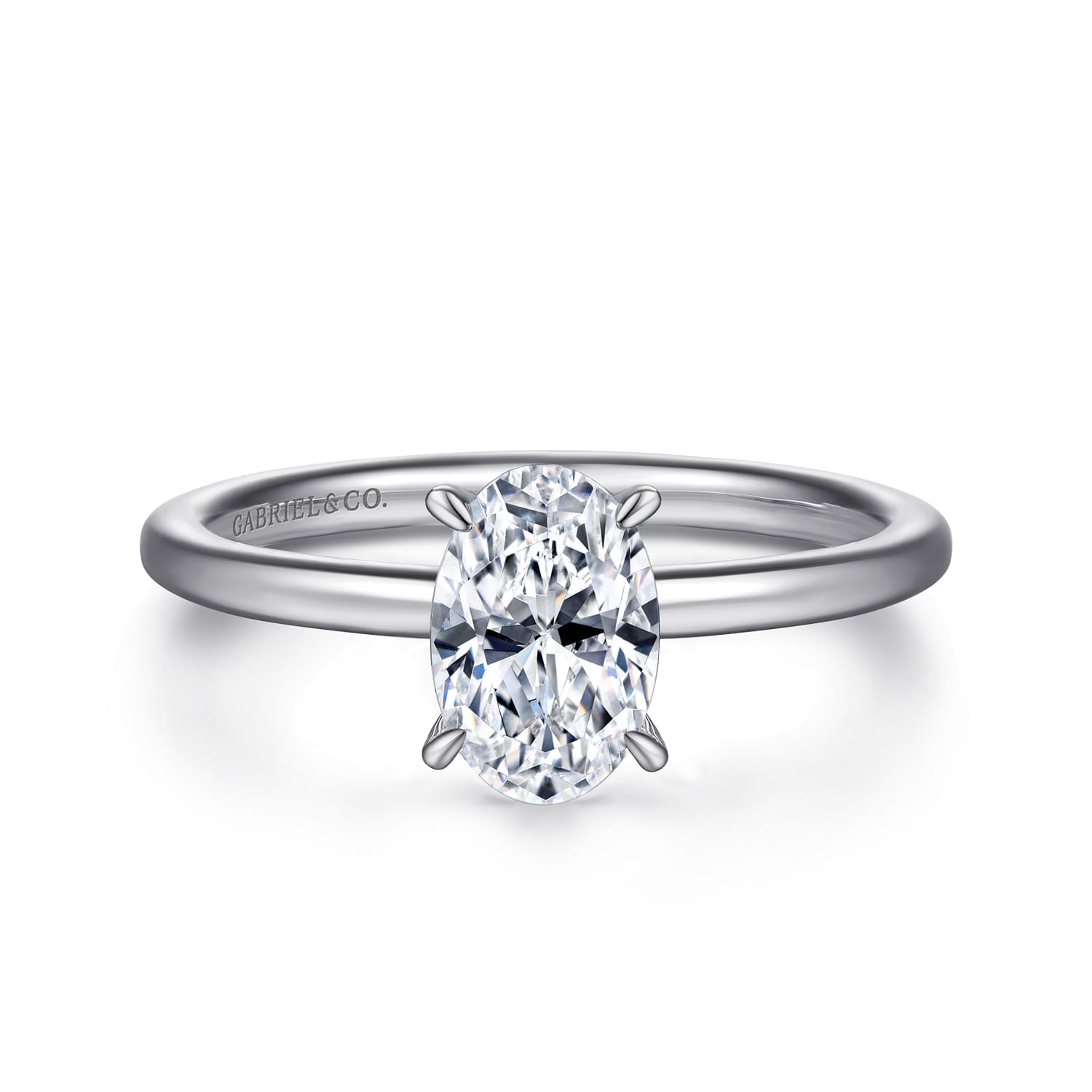 Cari - 14K White Gold Oval Diamond Engagement Ring - 0.06 ct - Shot 1