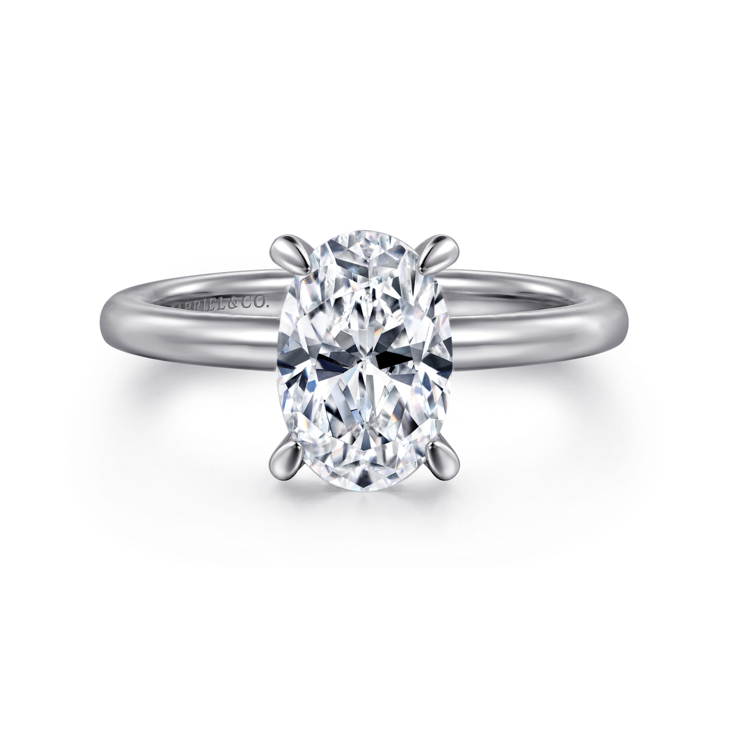 Cari - 14K White Gold Oval Diamond Engagement Ring - 0.06 ct - Shot 1