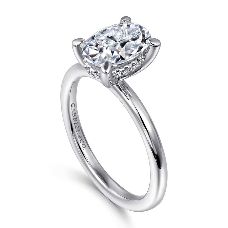 Cari - 14K White Gold Oval Diamond Engagement Ring - 0.06 ct - Shot 3