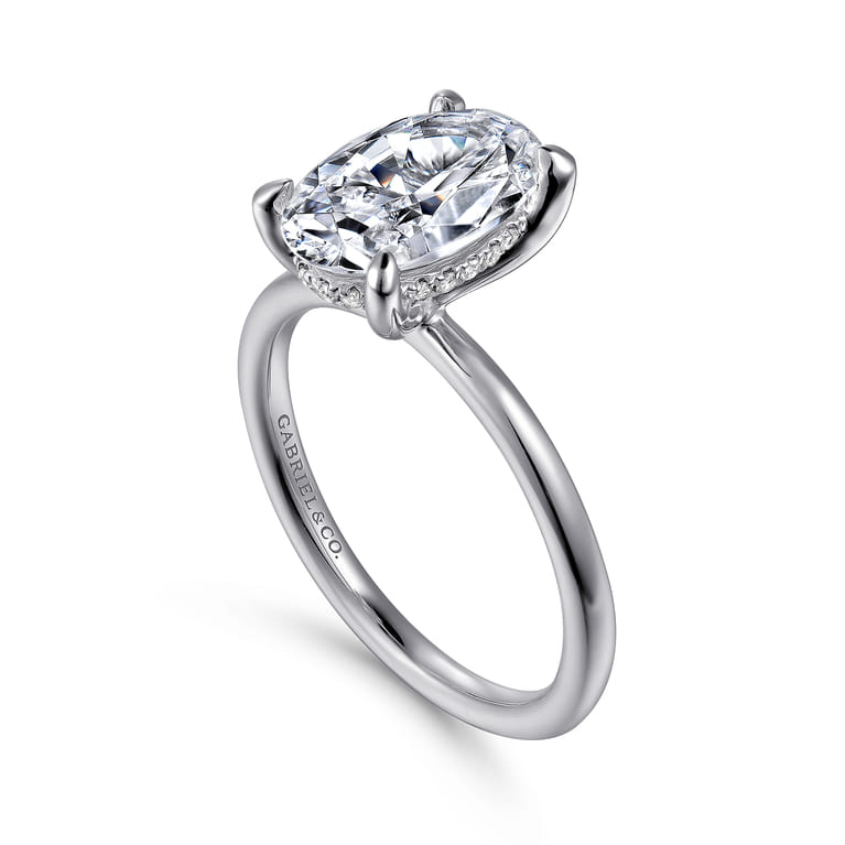 Cari - 14K White Gold Oval Diamond Engagement Ring - 0.07 ct - Shot 3