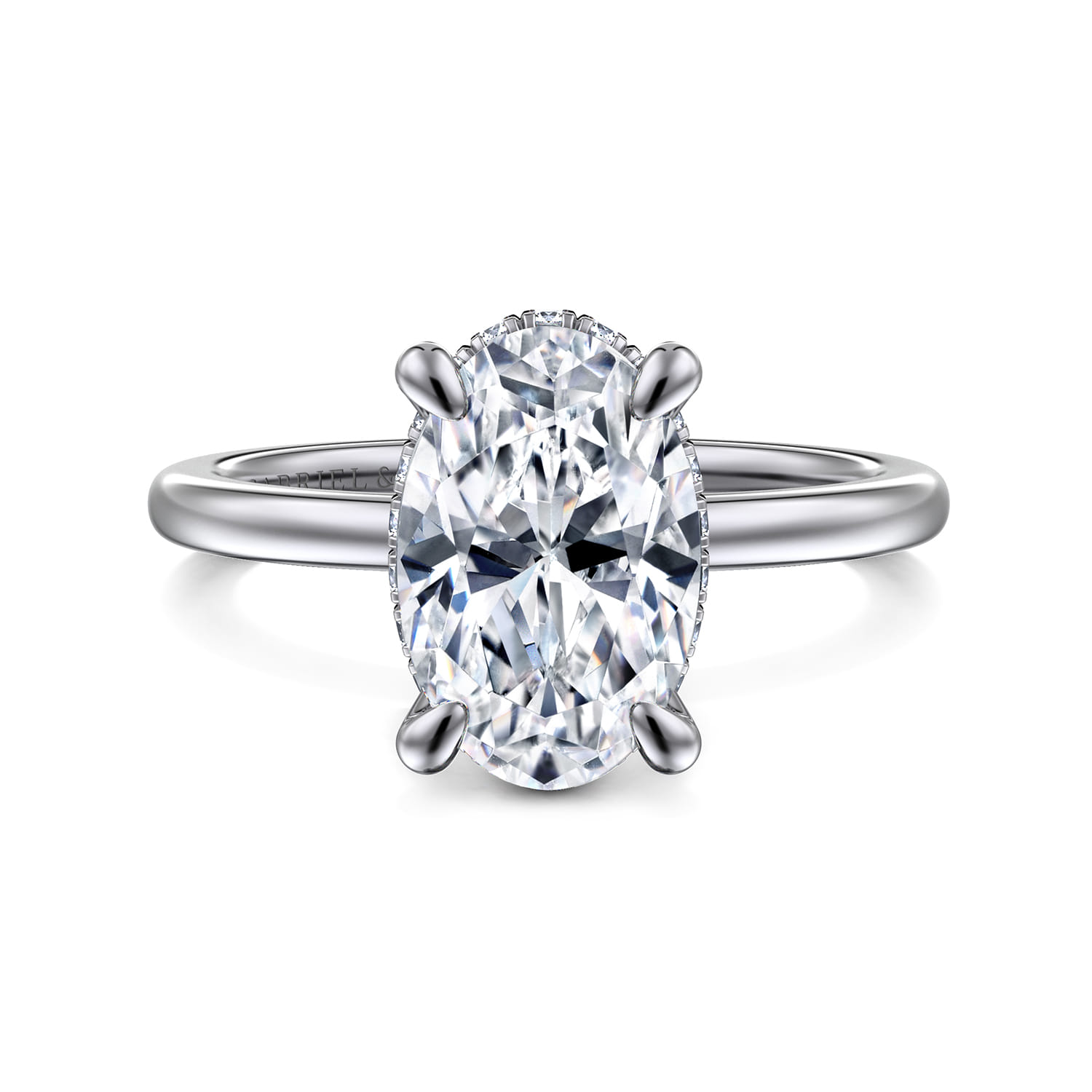 Rainah - 14K White Gold Oval Diamond Engagement Ring - 0.13 ct - Shot 1