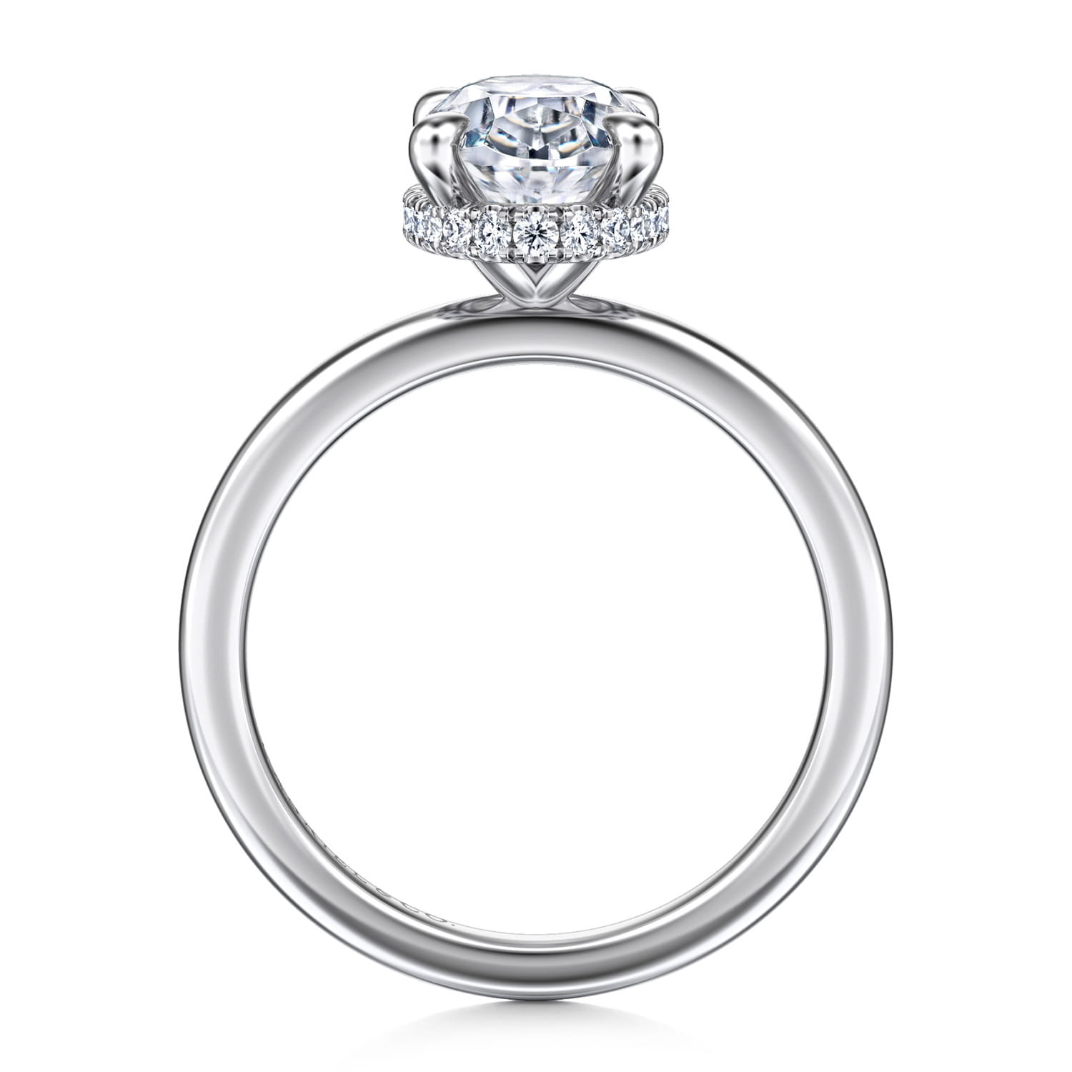 Rainah - 14K White Gold Oval Diamond Engagement Ring - 0.13 ct - Shot 2