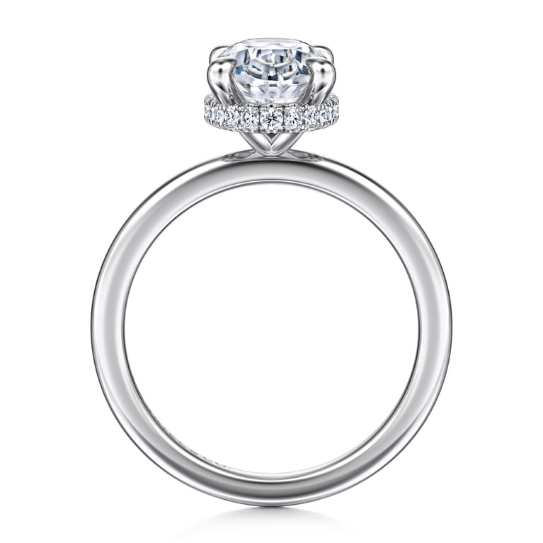 Rainah - 14K White Gold Oval Diamond Engagement Ring - 0.13 ct - Shot 2