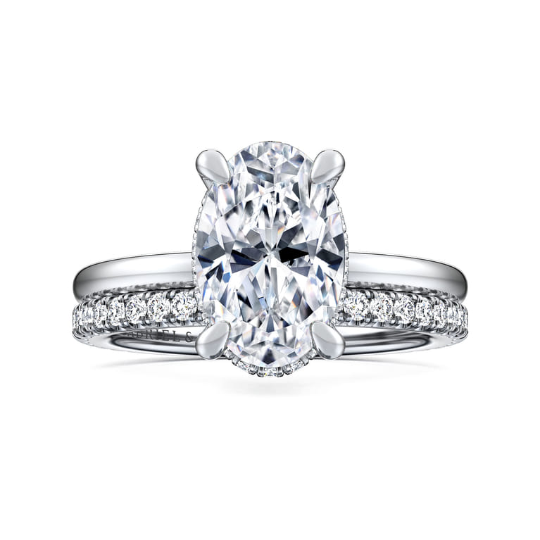 Rainah - 14K White Gold Oval Diamond Engagement Ring - 0.13 ct - Shot 4