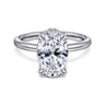 Rainah - 14K White Gold Oval Diamond Engagement Ring - 0.13 ct