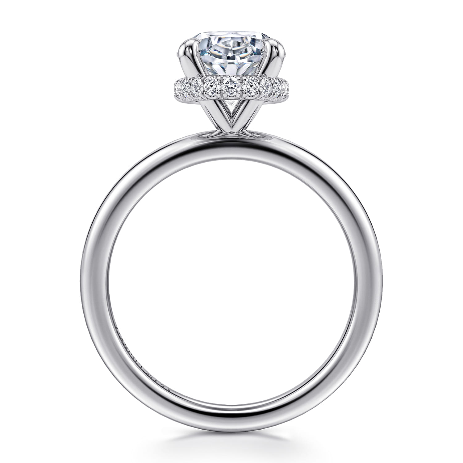 Rainah - 14K White Gold Oval Diamond Engagement Ring - 0.13 ct - Shot 2