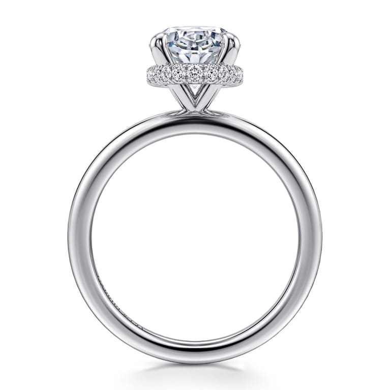 Rainah - 14K White Gold Oval Diamond Engagement Ring - 0.13 ct - Shot 2