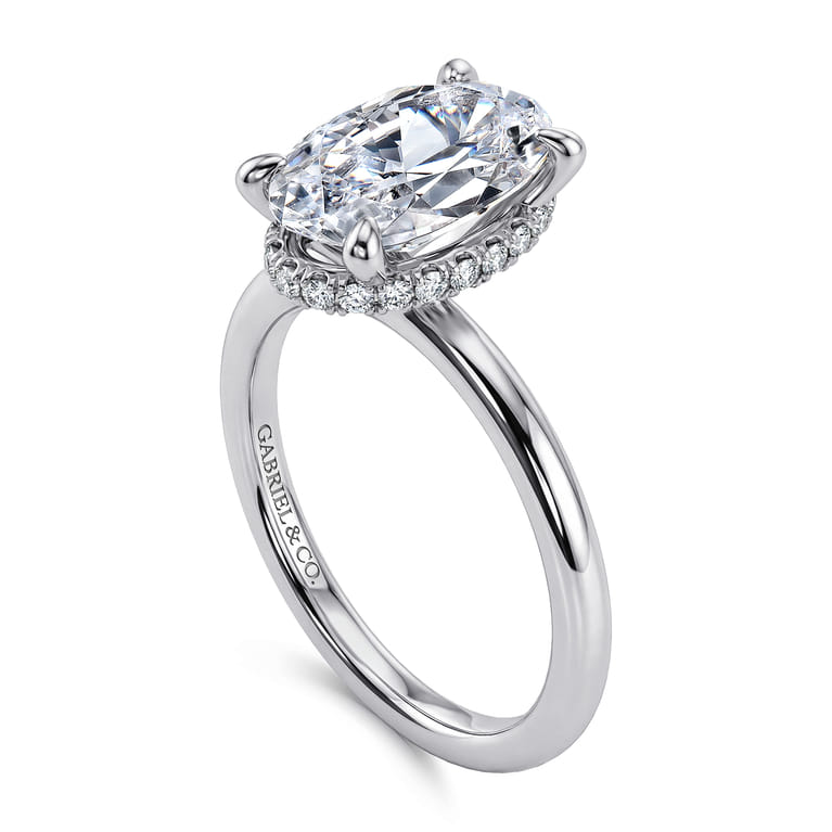 Rainah - 14K White Gold Oval Diamond Engagement Ring - 0.13 ct - Shot 3