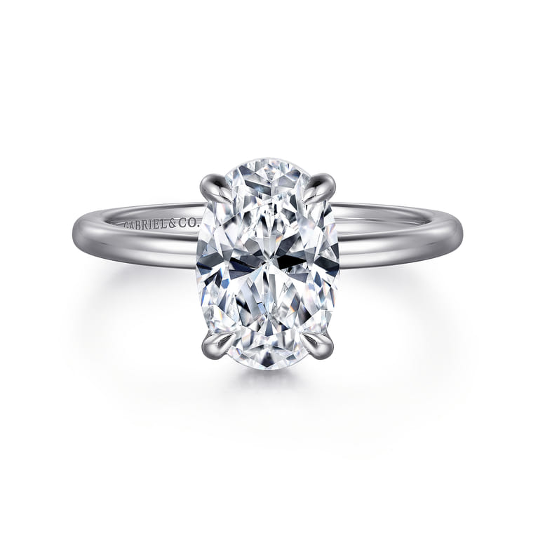Rainah - 14K White Gold Oval Diamond Engagement Ring - 0.13 ct - Shot 1