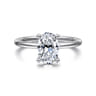 Ady - 14K White Gold Hidden Halo Oval Diamond Engagement Ring - 0.05 ct