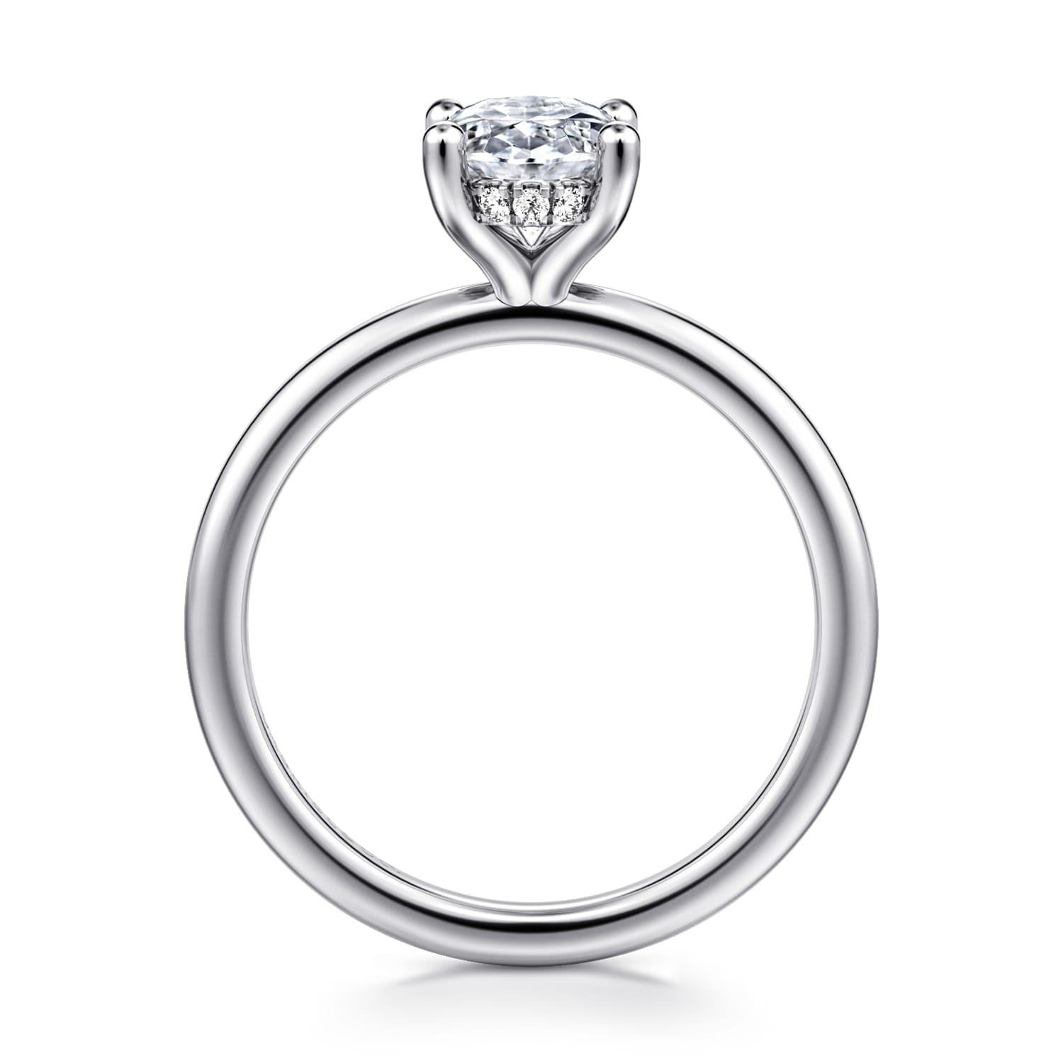 Ady - 14K White Gold Hidden Halo Oval Diamond Engagement Ring - 0.05 ct - Shot 2